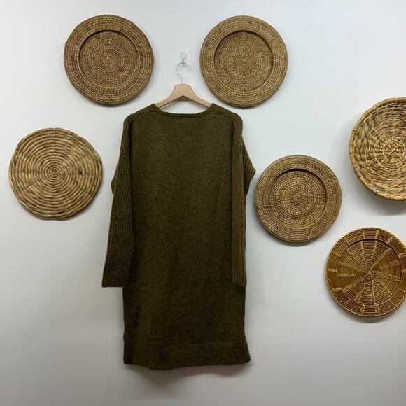 MANGO Neutral Brown Minimalist Wool Blend Long Sleeve Mini Knit Sweater Dress 6 - Picture 2 of 6